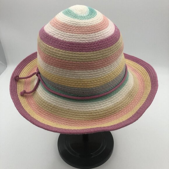 Jaclyn Smith Pastel Stripe Wide Brim Sun Hat | Packable Beach Resort Hat main image 10